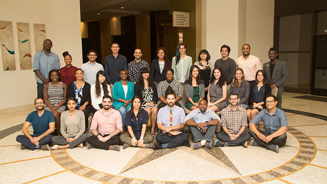 A group shot of the Neuroscience Scholars Program taken in 2016. 