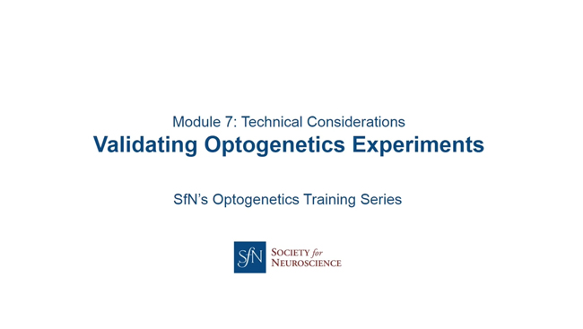 Validating Optogenetics Experiments title image with SfN logo.