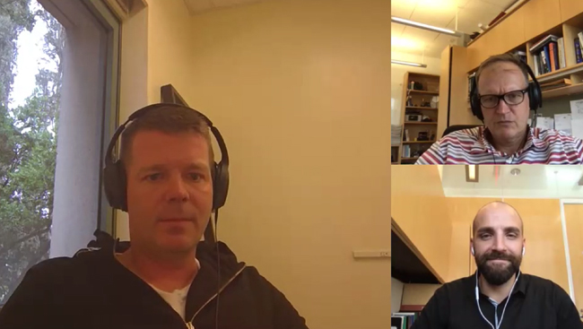 Screenshot of three men participating in the Caveats and Limitations Discussion