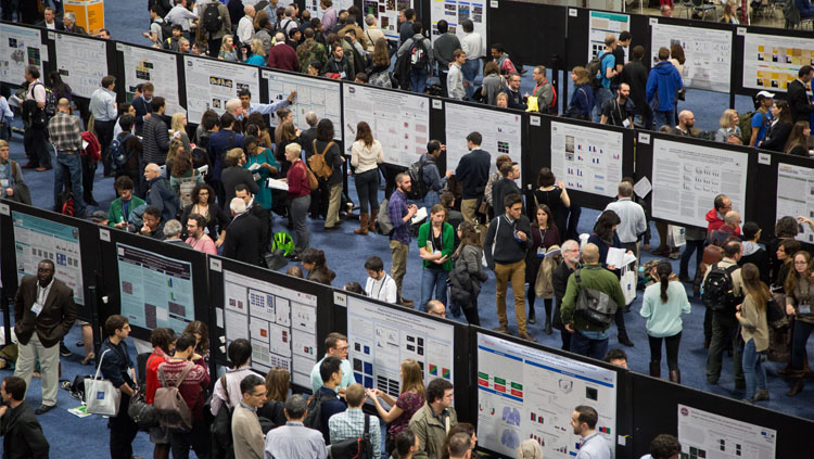 Birdseye view of the poster floor at the SfN Annual meeting.