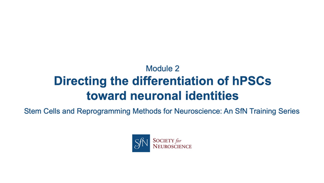 Title card for presentation, Directing the Differentiation of hPSCs Toward Neuronal Identities